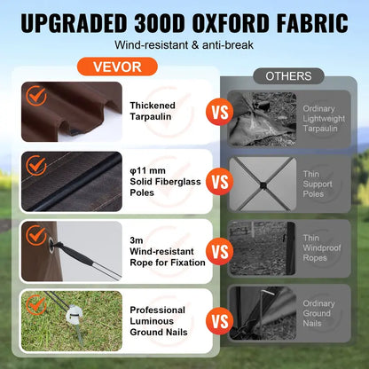 【fathersdaygift】12x12FT Pop-Up Camping Gazebo Screen Tent with Mesh Windows & Carry Bag