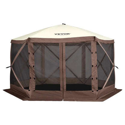【fathersdaygift】12x12FT Pop-Up Camping Gazebo Screen Tent with Mesh Windows & Carry Bag