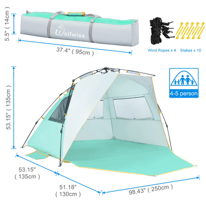 Easy-Up Beach Tent – UPF 50+ Portable Sun Shelter