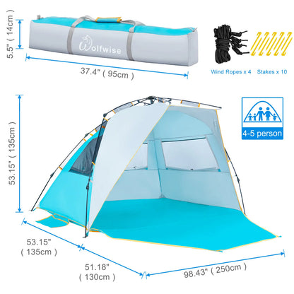 Easy-Up Beach Tent – UPF 50+ Portable Sun Shelter