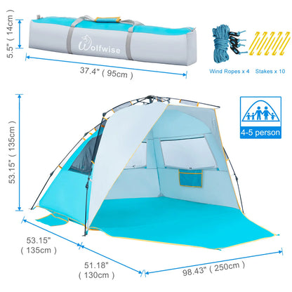 Easy-Up Beach Tent – UPF 50+ Portable Sun Shelter