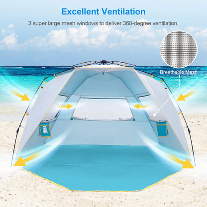 Easy-Up Beach Tent – UPF 50+ Portable Sun Shelter