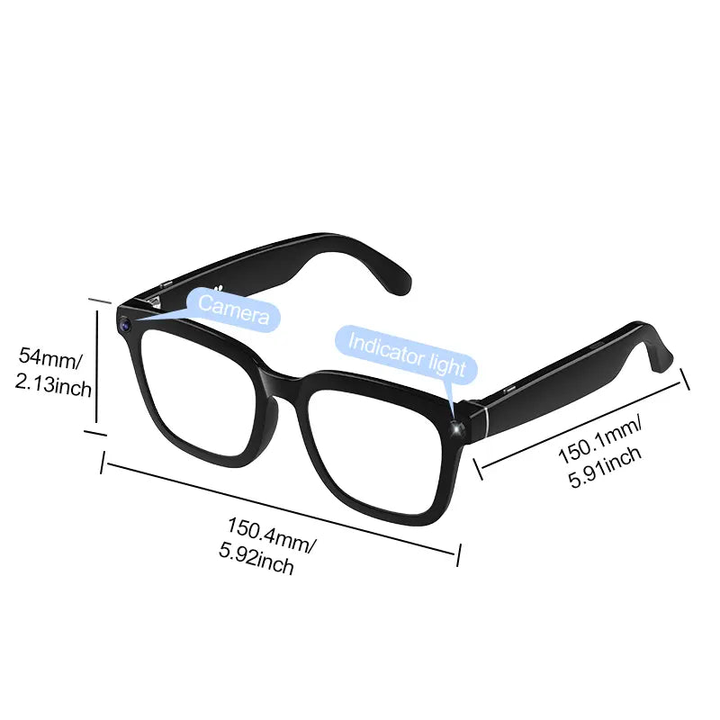 Smart Camera Glasses – HD Recording, Bluetooth Audio & AI Voice Assistant